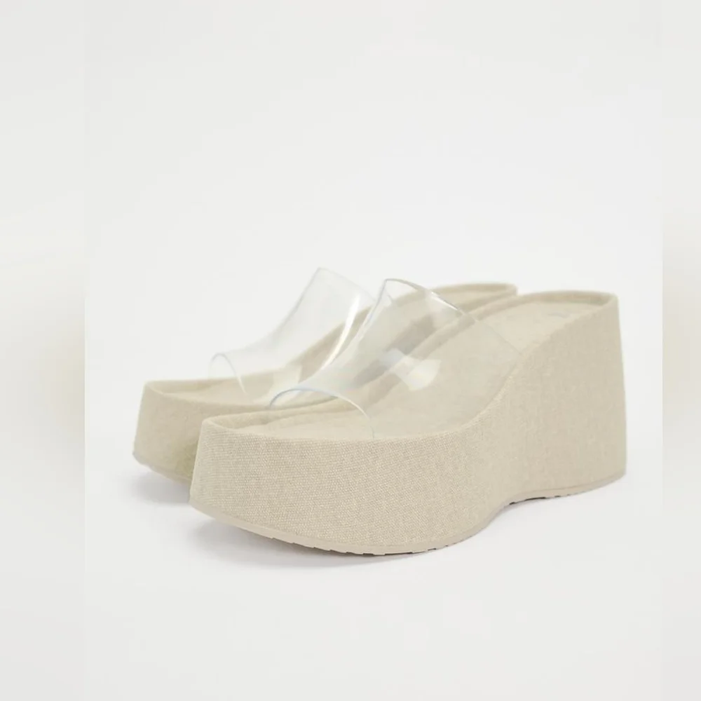 Zara Vinyl Wedge Sandals NWT